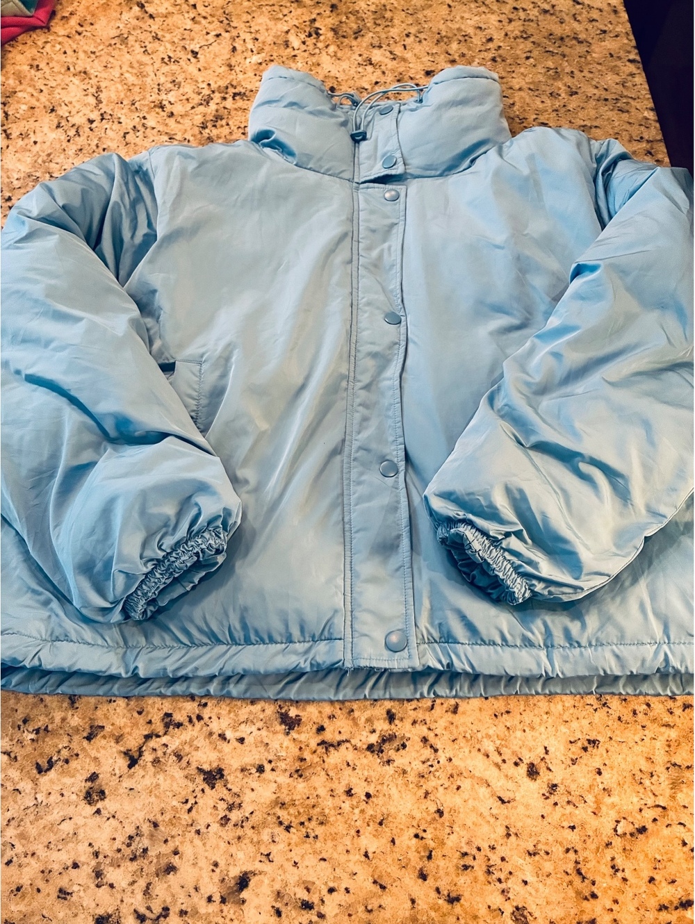 BDG Isla Lightweight Funnel Neck Light Blue Puffer Jacket from Urban Outfitters